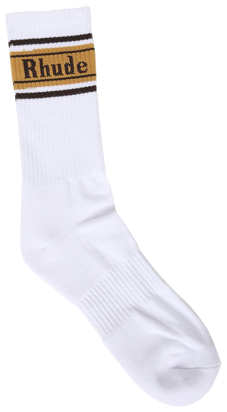 Rhude Stripe Logo Sock WhiteBrown