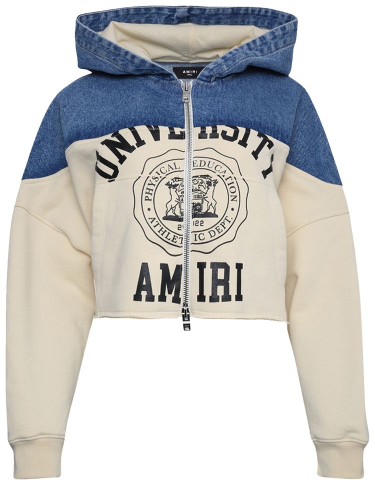 Amiri Hybrid Zip Up Hoodie Vintage Indigo