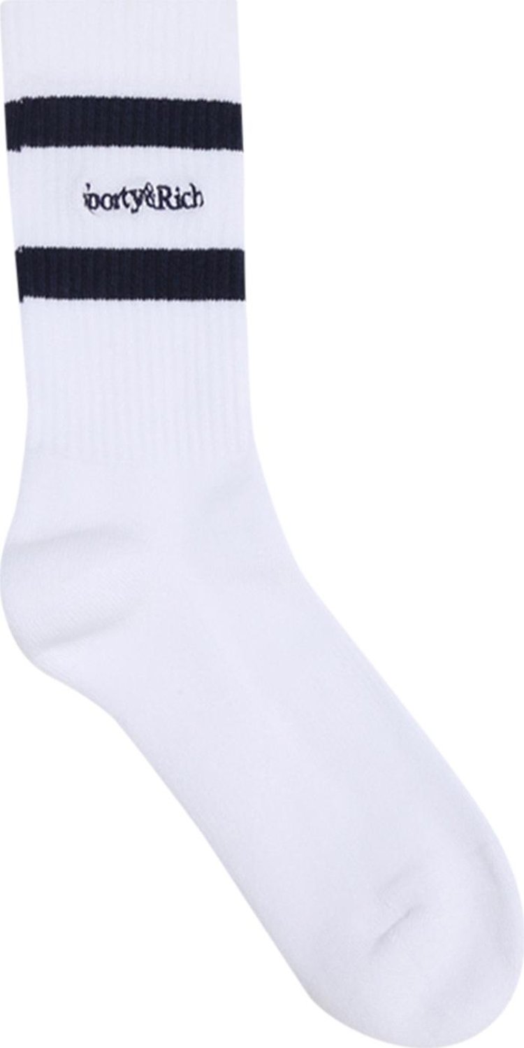 Sporty & Rich Serif Logo Socks 'White'