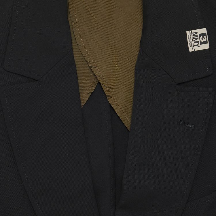 Maison Mihara Yasuhiro Chambray Satin Oversized Blazer Black