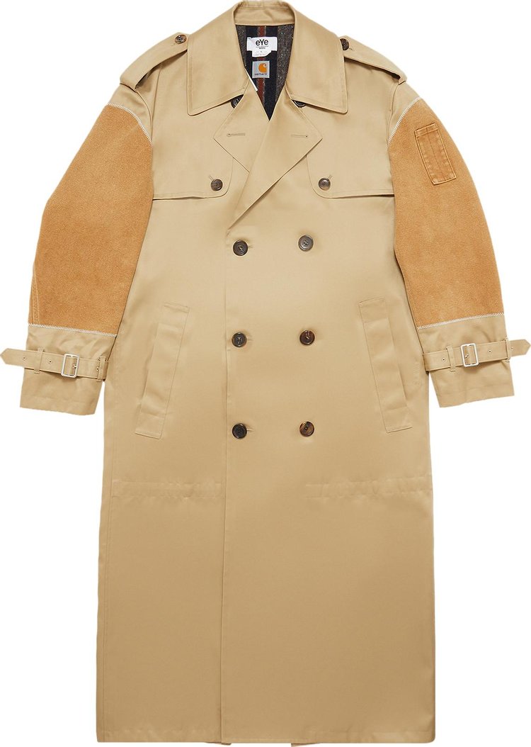 Junya Watanabe MAN Patchwork Double Breasted Trench Coat 'Beige/Brown'