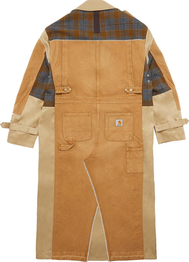 Junya Watanabe MAN Patchwork Double Breasted Trench Coat BeigeBrown