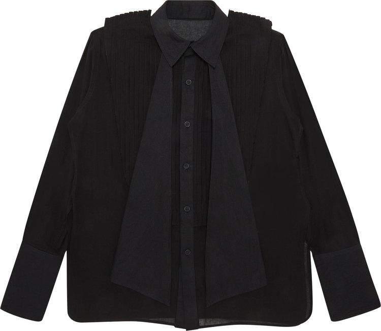 Yohji Yamamoto Cotton Chiffon Pintucked Pleated Shirt 'Black'