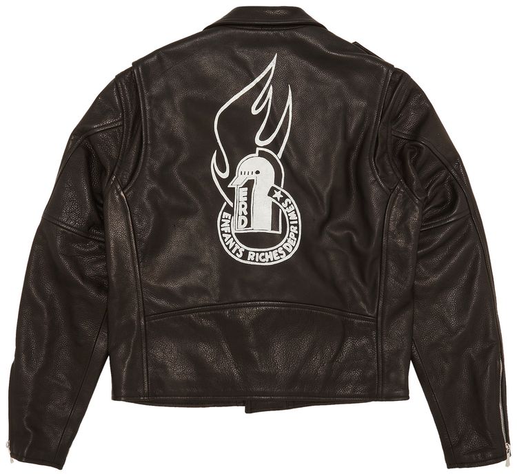 Enfants Riches Deprimes Flame Logo Classic Veste En Cuir BlackWhite