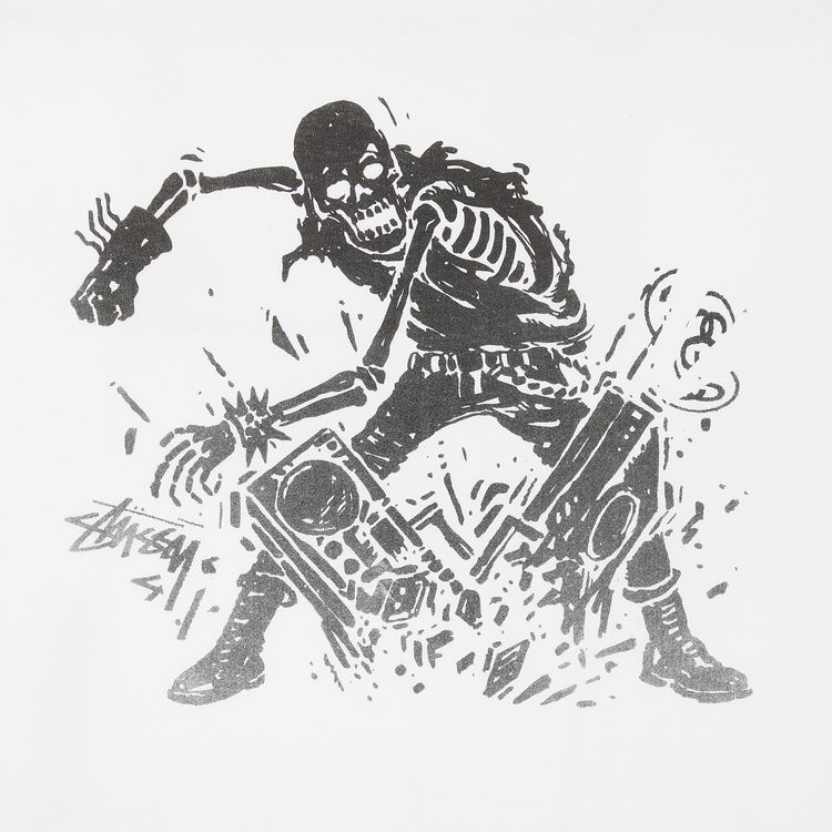 Stussy Gear Skull Man Broken Tee White