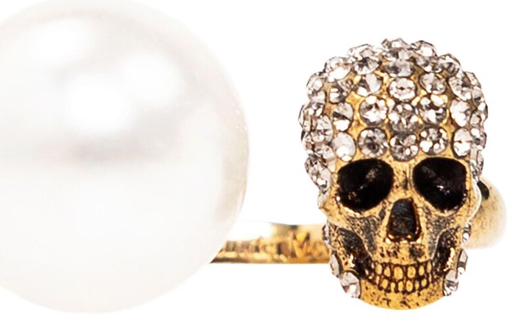 Alexander McQueen Pearl And Crystal Ring Gold