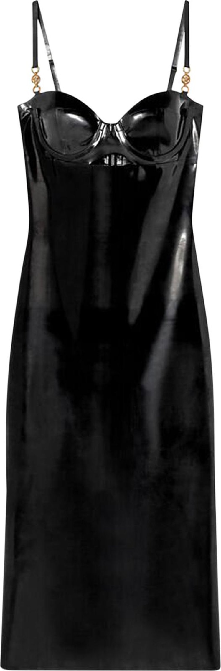 Versace Medusa Latex Midi Dress 'Black'