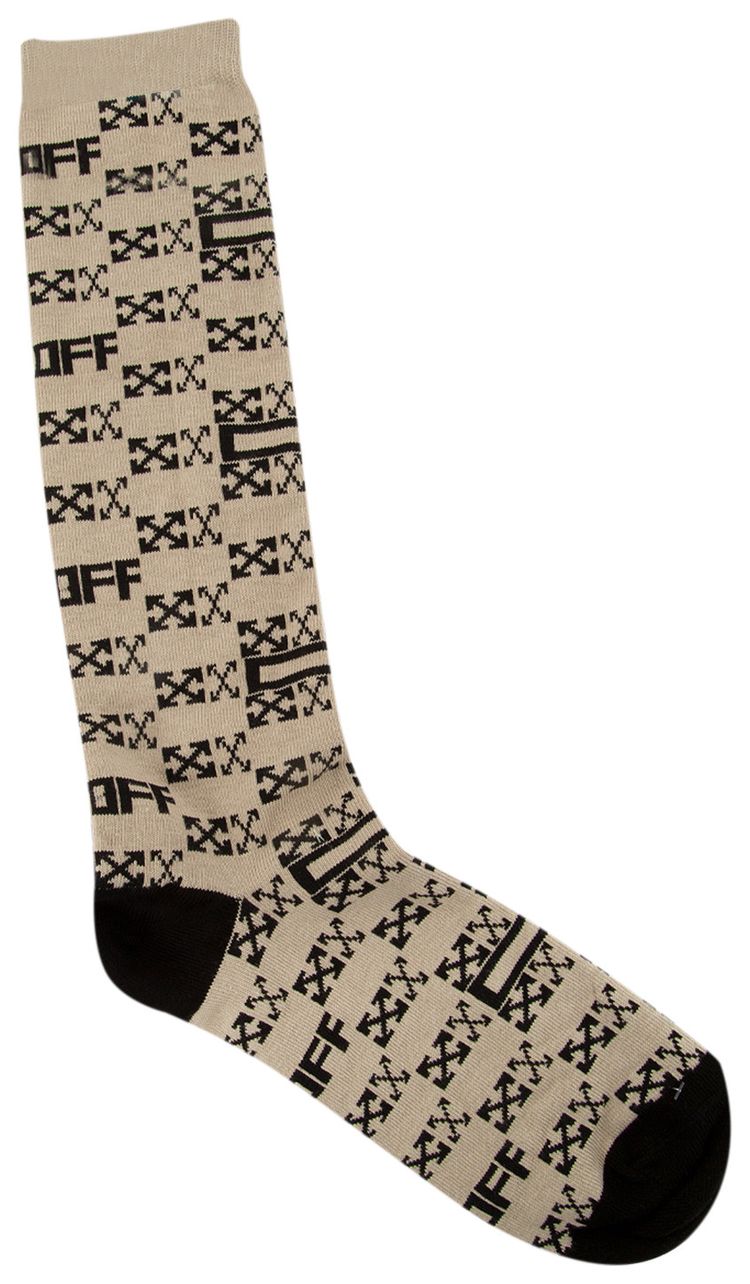 Off White All Over Socks CamelBlack