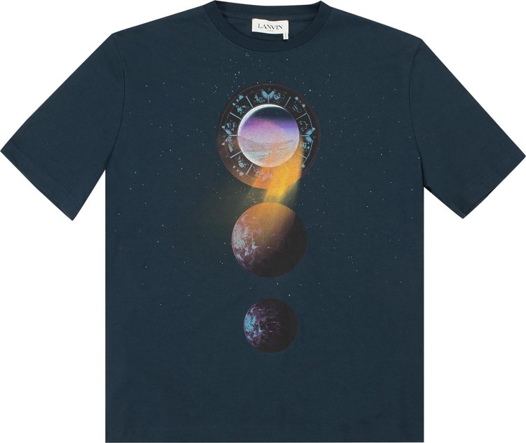 Lanvin Sci-Fi Prt Embroidered T-Shirt 'Ink Blue'