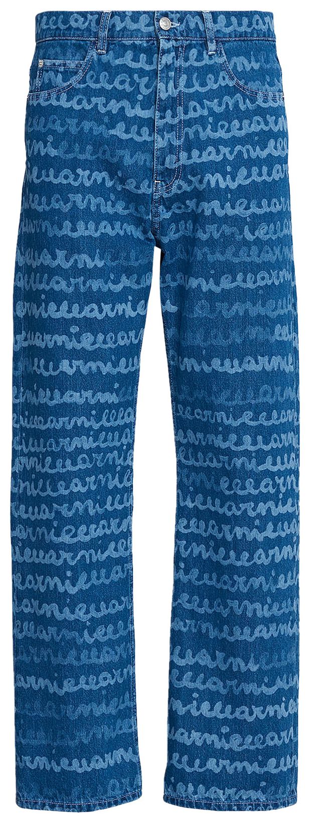 Marni Straight Leg Printed Denim Ocean