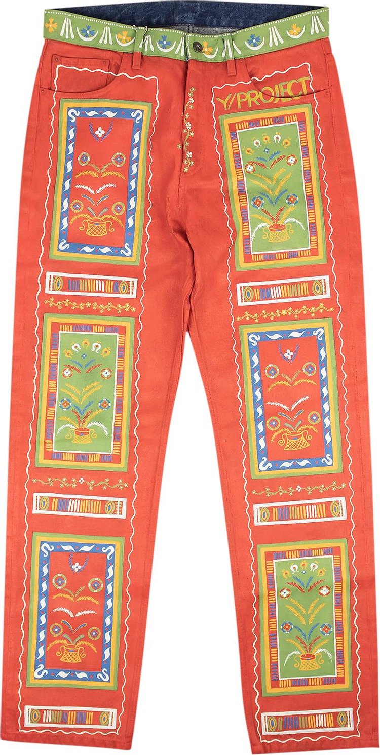 Y/Project Print Hand Painted Multi Denim Jeans 'Red'