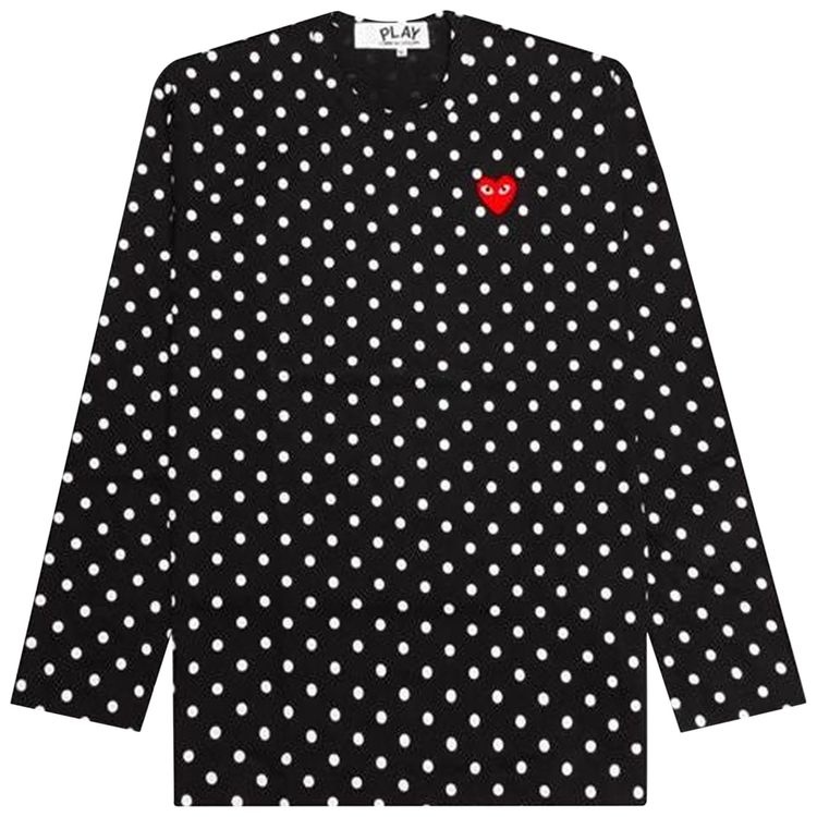 Comme des Garcons PLAY Polka Dot Long Sleeve T Shirt Black