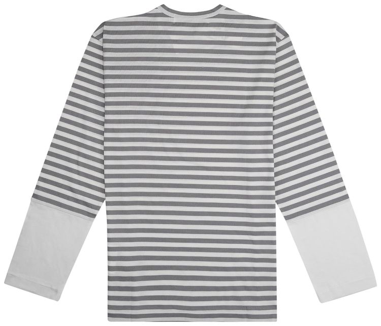 Comme des Garcons PLAY Striped Long Sleeve T Shirt GreyWhite