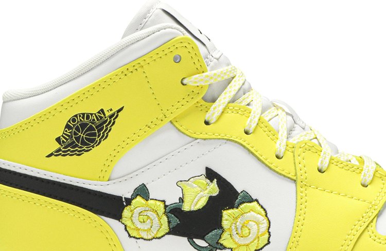 Air Jordan 1 Mid SE GS Rose Patch   Dynamic Yellow