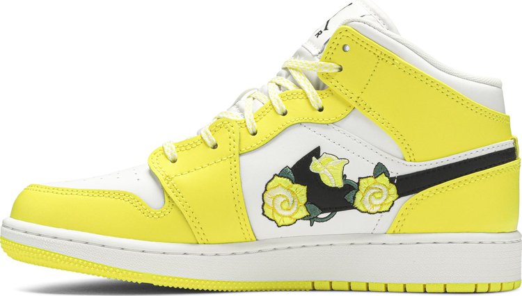 Air Jordan 1 Mid SE GS Rose Patch   Dynamic Yellow