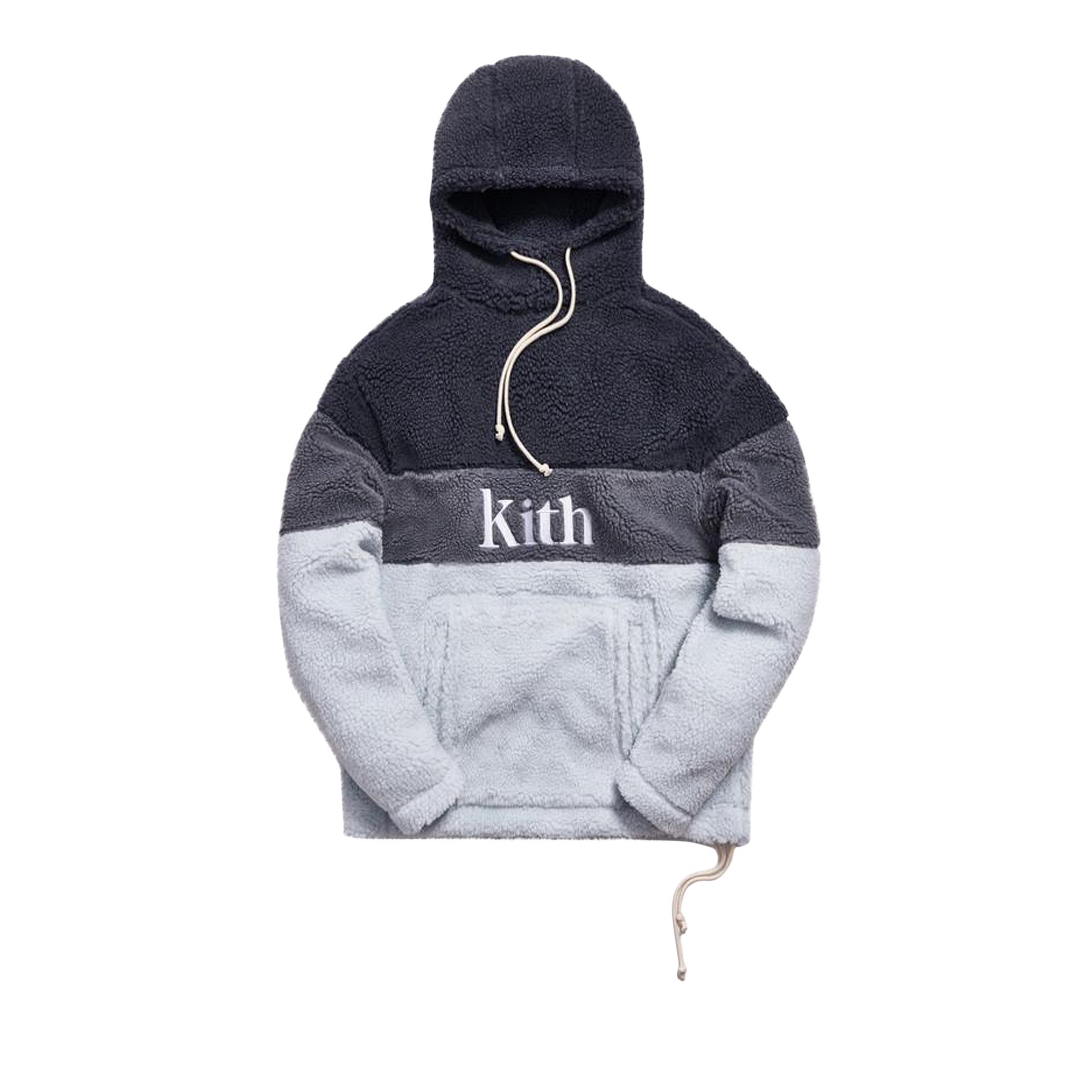 Kith Sherpa Double Pocket Hoodie 'Pearl Blue' | GOAT