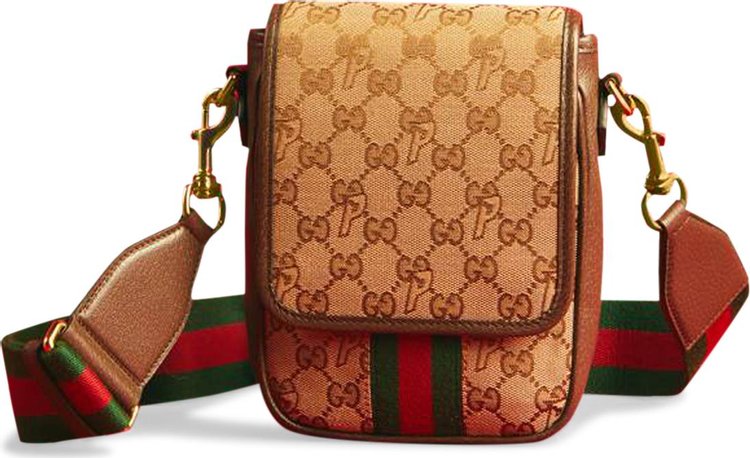 Gucci x Palace GG-P Canvas Messenger Bag With Web Shoulder Strap 'Beige'