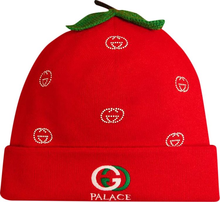 Gucci x Palace Wool Strawberry Beanie With Studs And Crochet Detail 'Red'