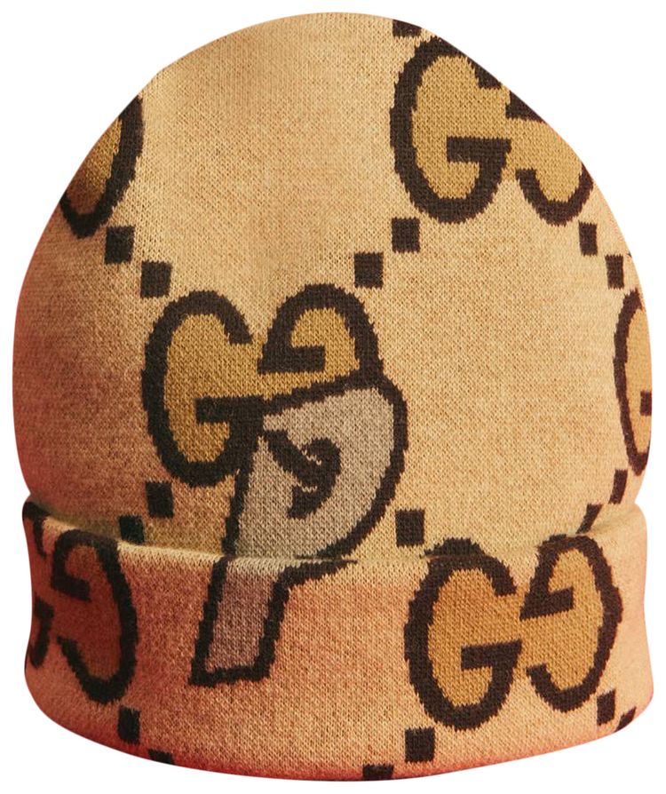 Gucci x Palace Wool Large GG P Beanie BeigeEbony