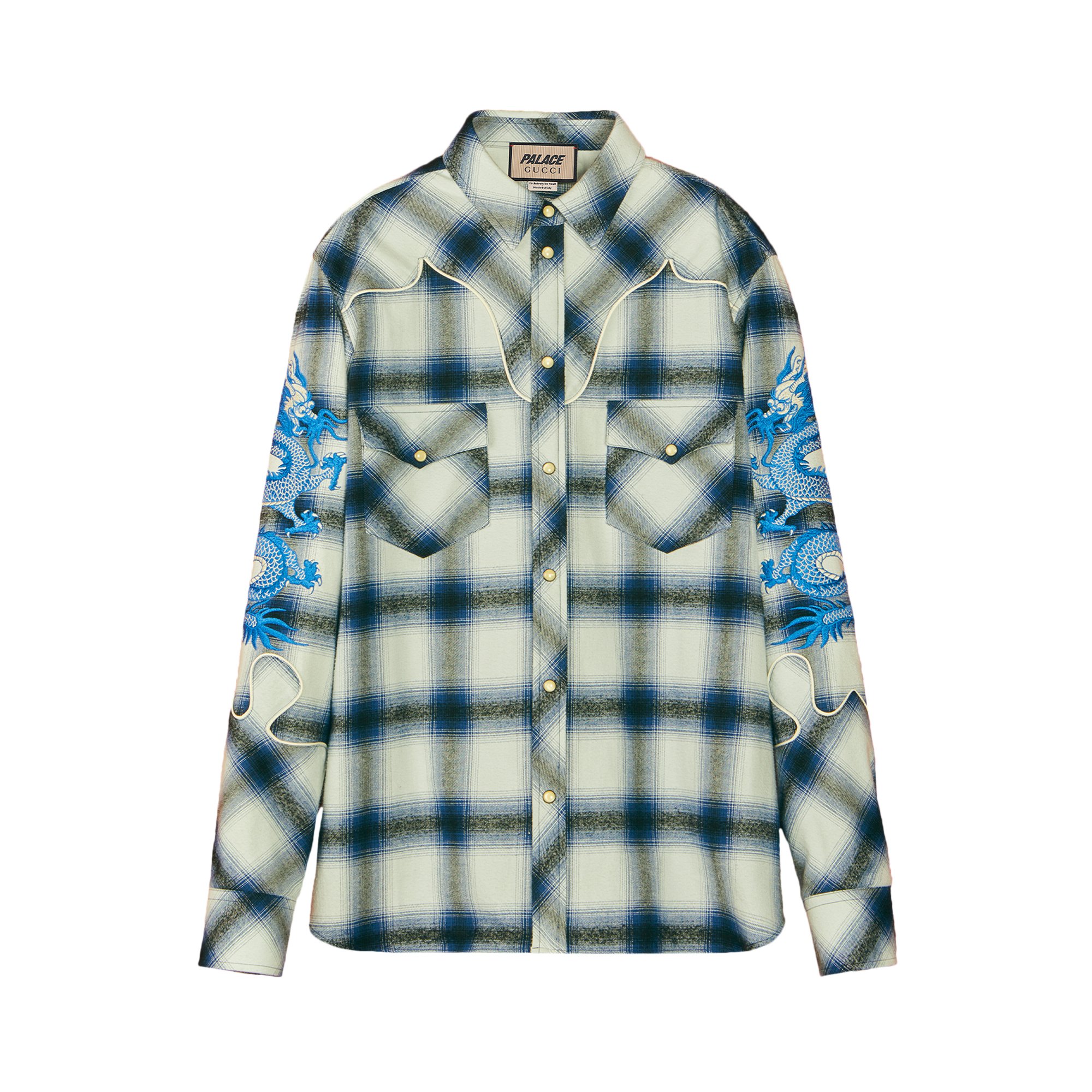 Buy Gucci x Palace Check Shirt With Embroidered Details 'Blue