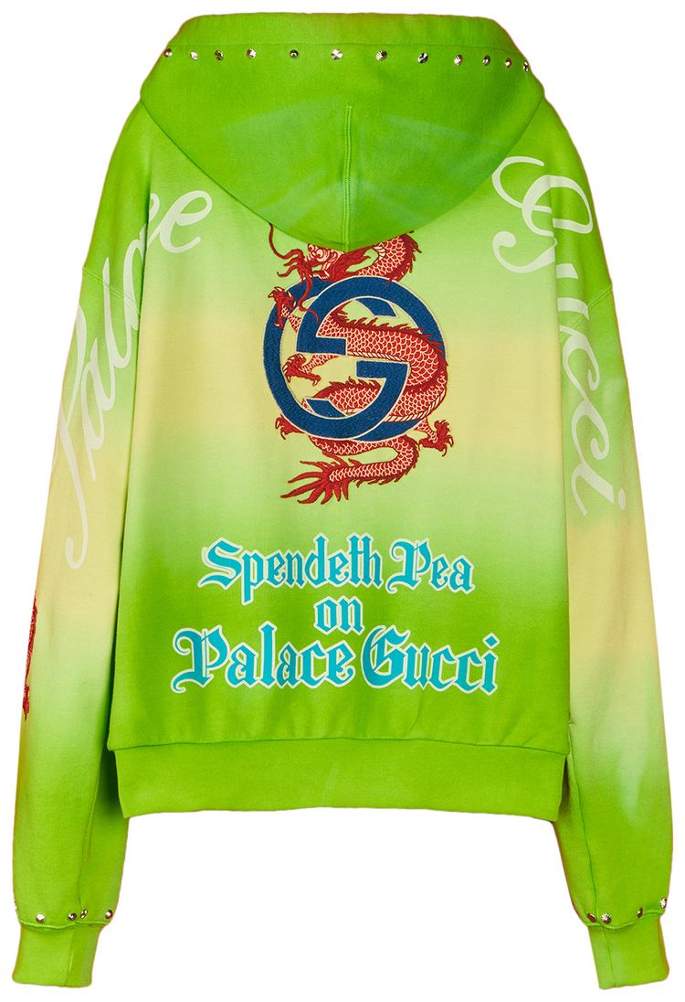 Gucci x Palace Studded And Embroidered Tie Dye Sweatshirt Green