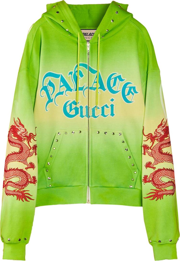 Gucci x Palace Studded And Embroidered Tie-Dye Sweatshirt 'Green'
