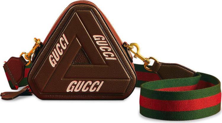 Gucci x Palace Leather Tri-Ferg Small Shoulder Bag With Web Strap 'Brown'