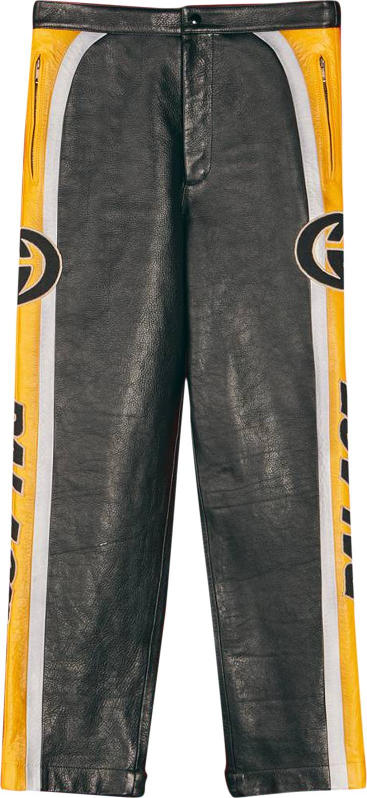 Gucci x Palace Leather Pants With Patches 'Shiny Yellow/Black/White'