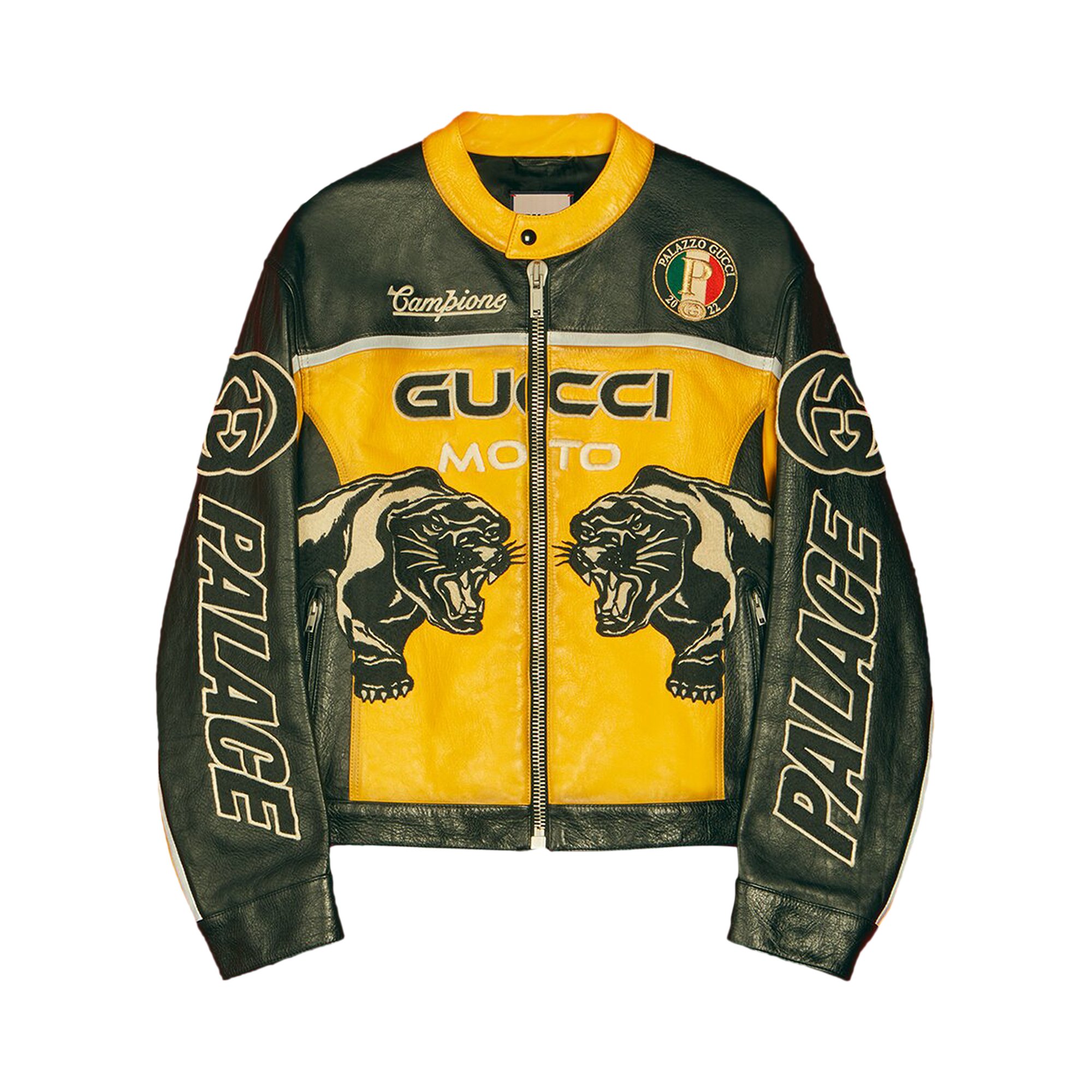 Buy Gucci x Palace Leather Jacket With Embroideries And Patches