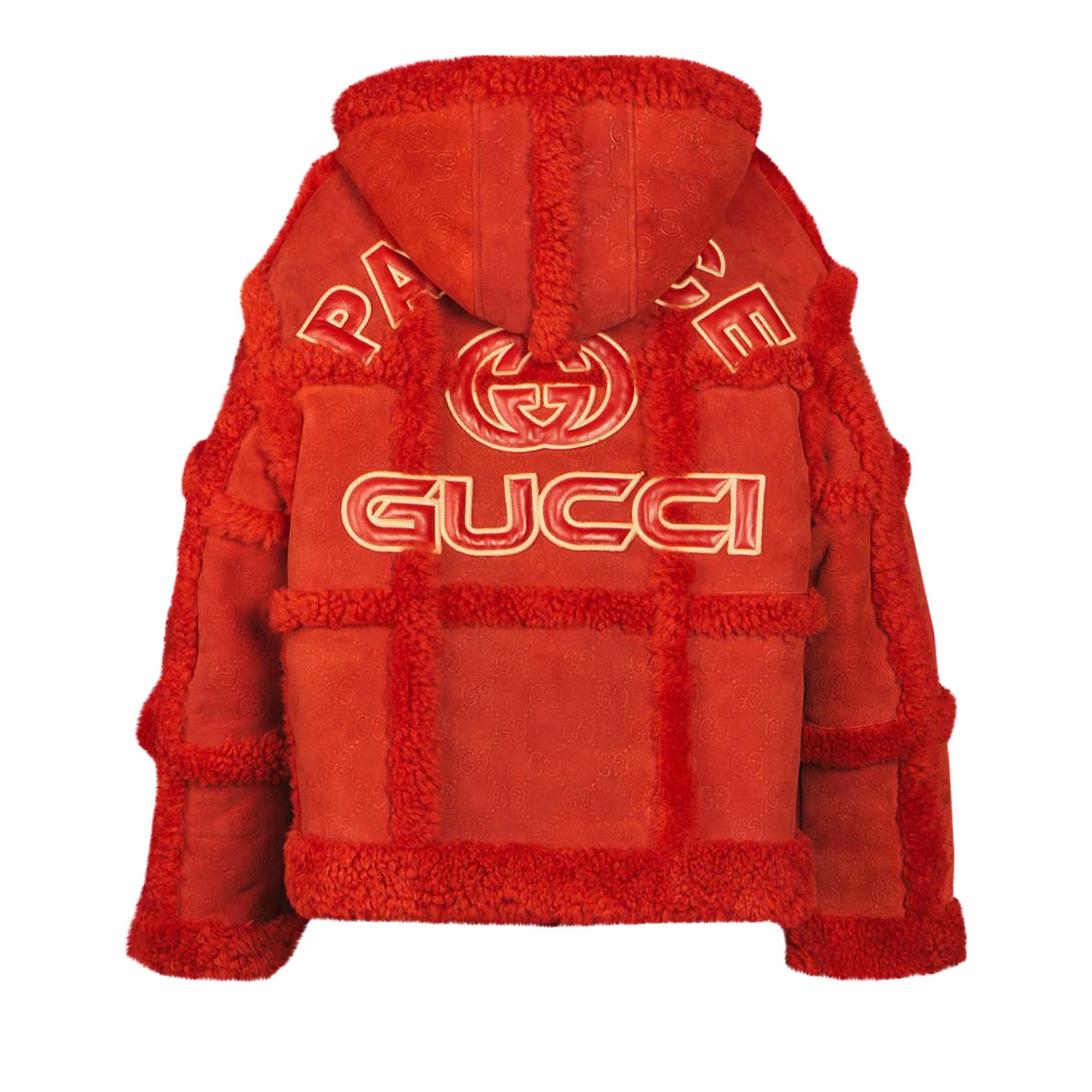 Buy Gucci x Palace Shearling Jacket With Allover GG Embossing 'Red