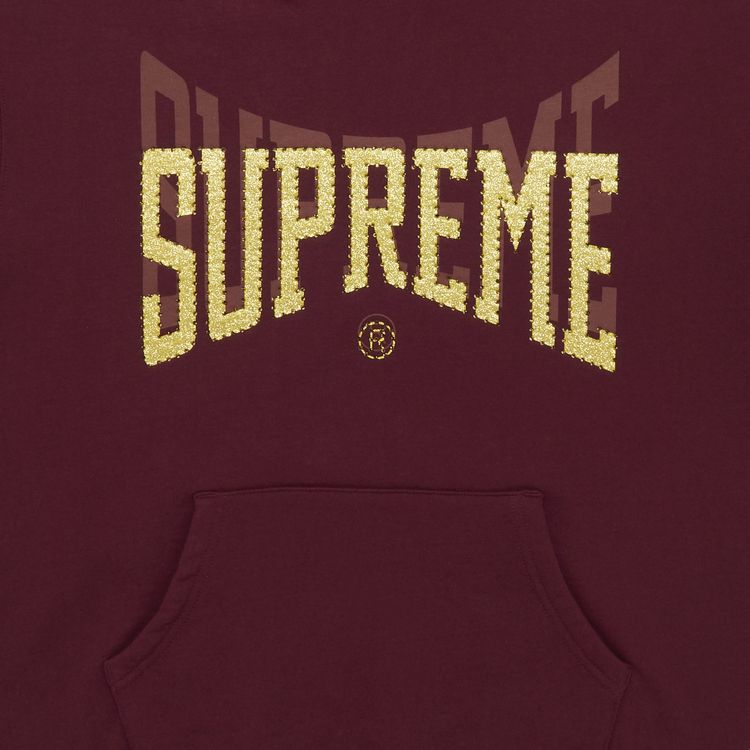 Supreme Rhinestone Shadow Hooded Sweatshirt Burgundy