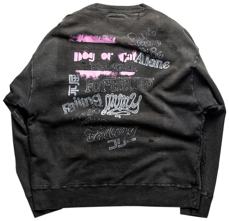 Maison Mihara Yasuhiro Distressed Graffiti Pullover Black