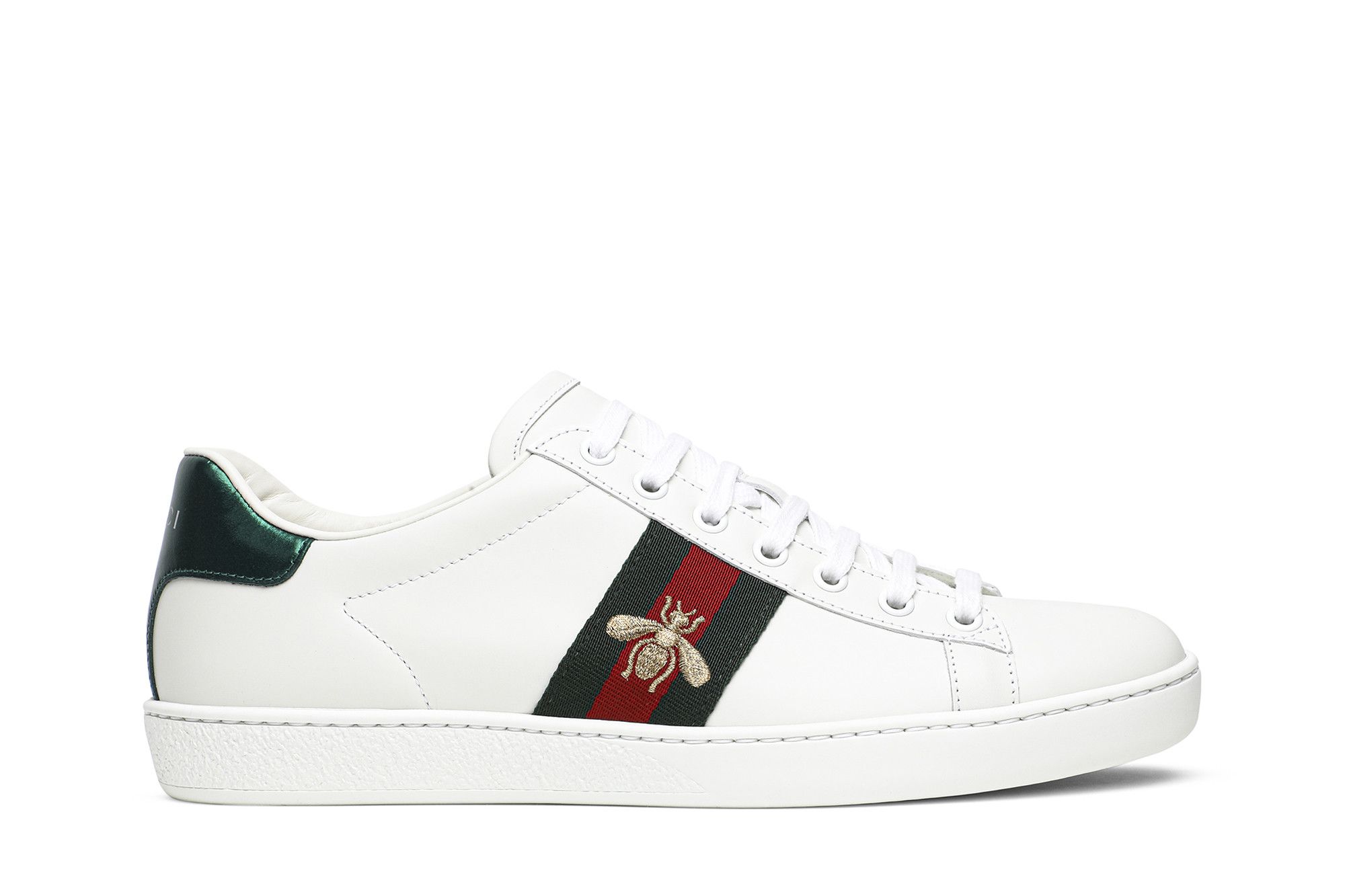 gucci white embroidered bee ace sneakers