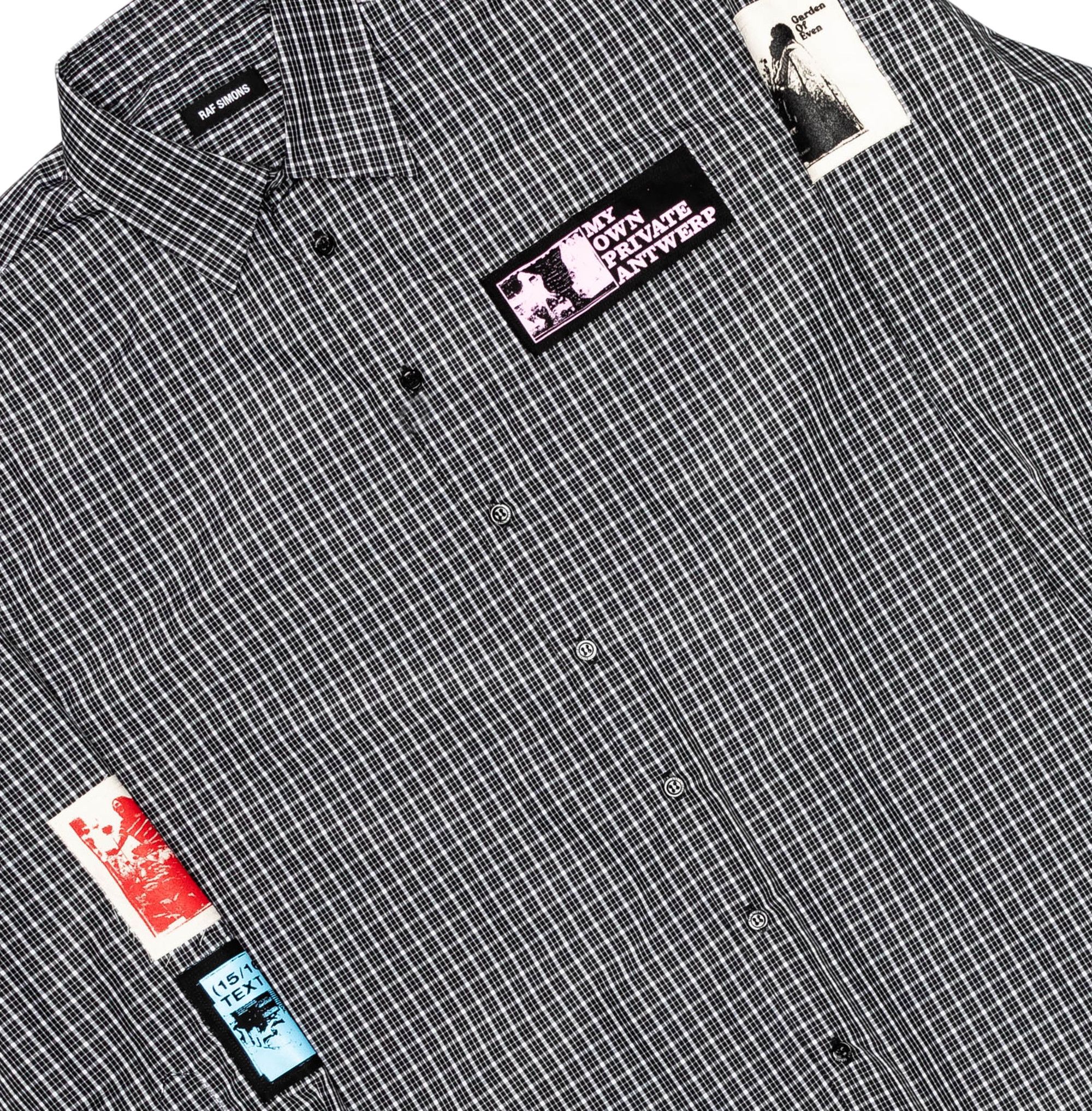 raf simons   バンド シャツ Buy Raf Simons Punk Patch Checkered Shirt 'Black/White