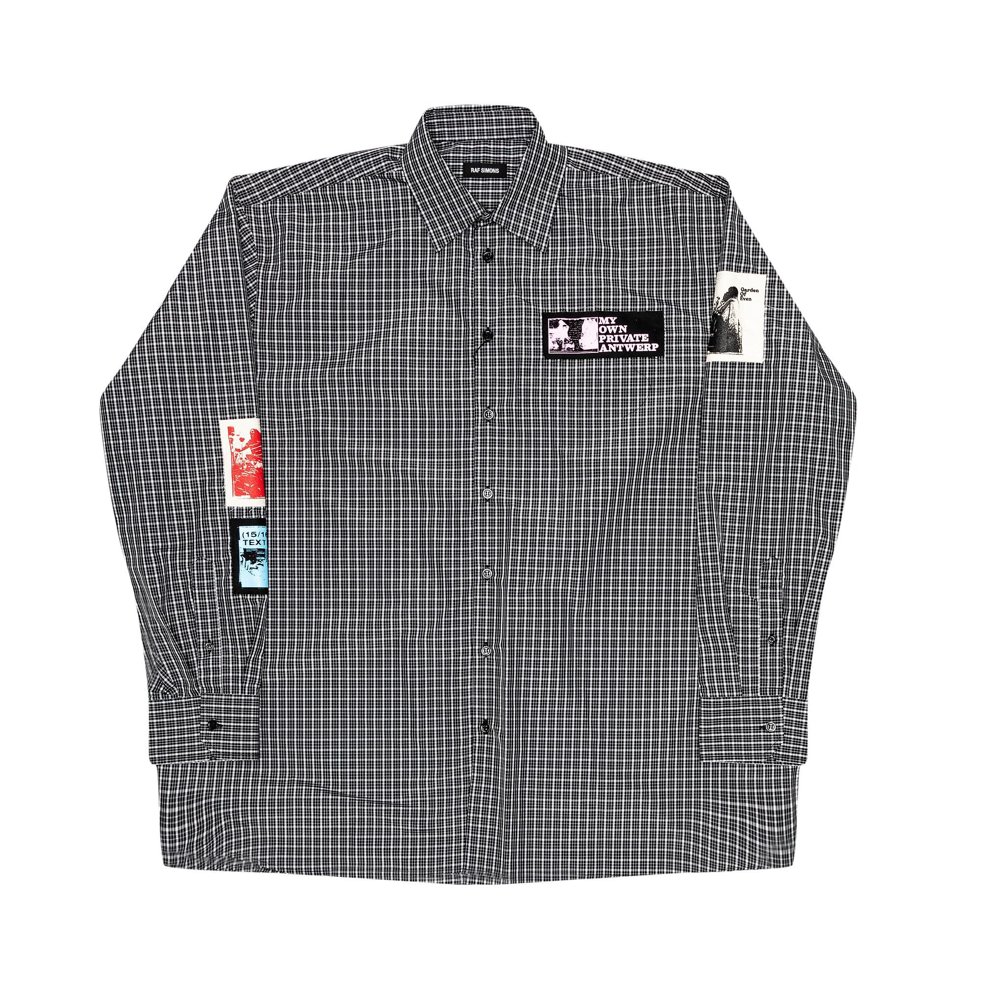 トップス RAF SIMONS Buy Raf Simons Punk Patch Checkered Shirt 'Black/White