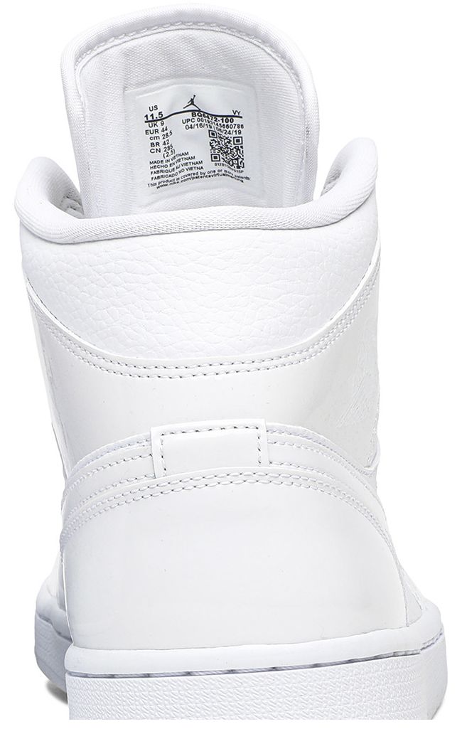 Wmns Air Jordan 1 Mid Triple White Patent