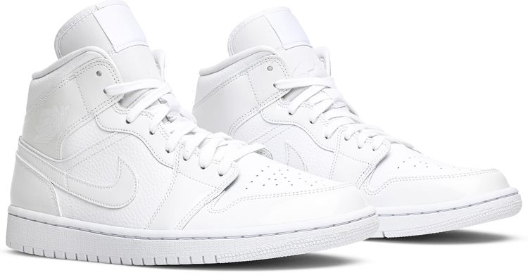 Wmns Air Jordan 1 Mid Triple White Patent