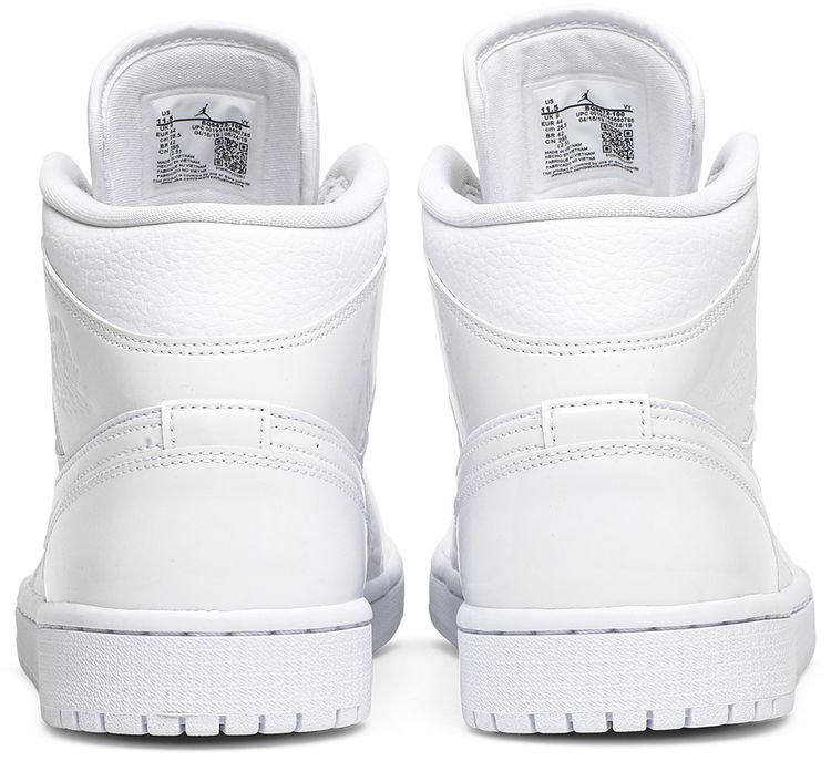 Wmns Air Jordan 1 Mid Triple White Patent