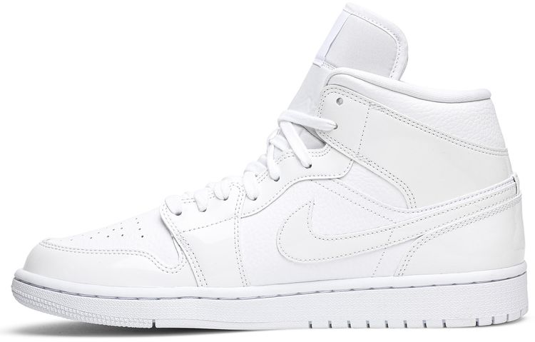 Wmns Air Jordan 1 Mid Triple White Patent