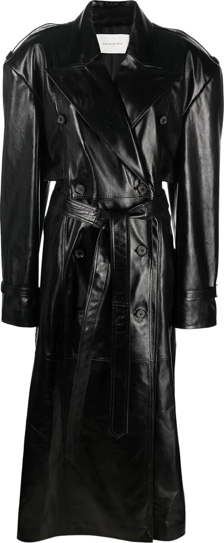 Buy Magda Butrym Leather Trench Coat 'Black' - 239722 BLAC | GOAT