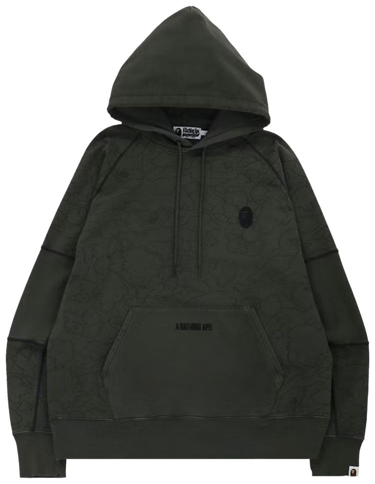 Buy BAPE Line 1st Camo Washed Relaxed Fit Pullover Hoodie 'Black