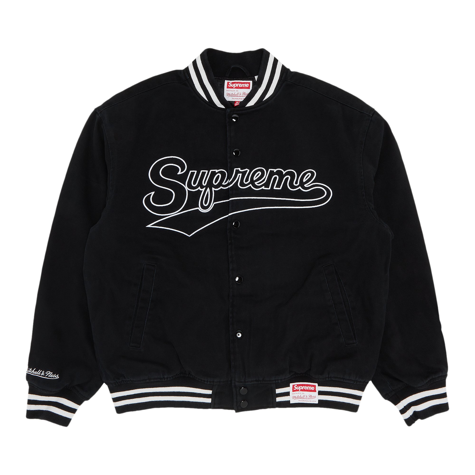 Supreme x Mitchell & Ness Doughboy Twill Varsity Jacket 'Black' | GOAT