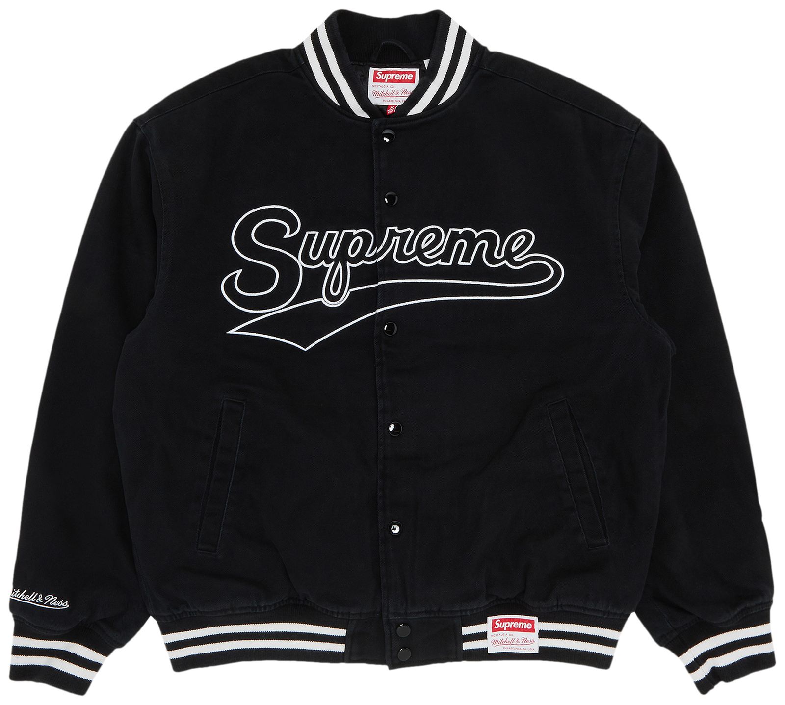 Buy Supreme x Mitchell & Ness Doughboy Twill Varsity Jacket 'Black' FW22J56 BLACK GOAT