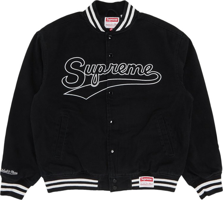 Buy Supreme x Mitchell & Ness Doughboy Twill Varsity Jacket 'Black ...
