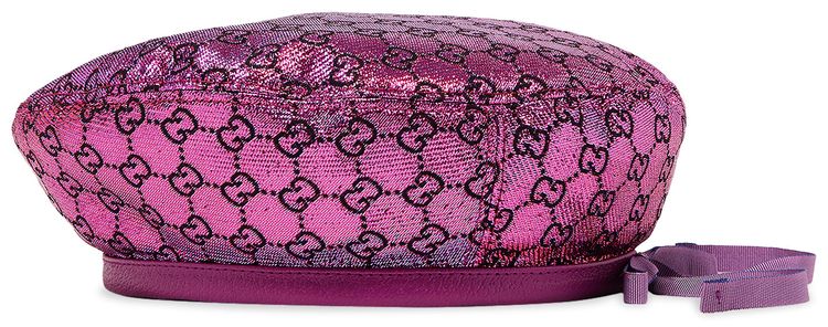Gucci GG Monogram Lame Beret In Pink