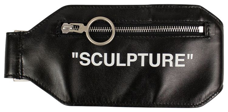 Off White Leather Sculpture XS Pouch Belt Bag Black
