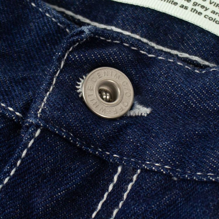 Off White Cotton Wide Leg Denim Pants Blue