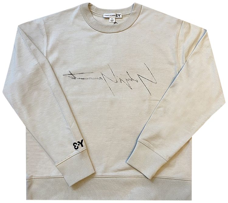 Y 3 Distressed Signature Crew Sweatshirt Ecru