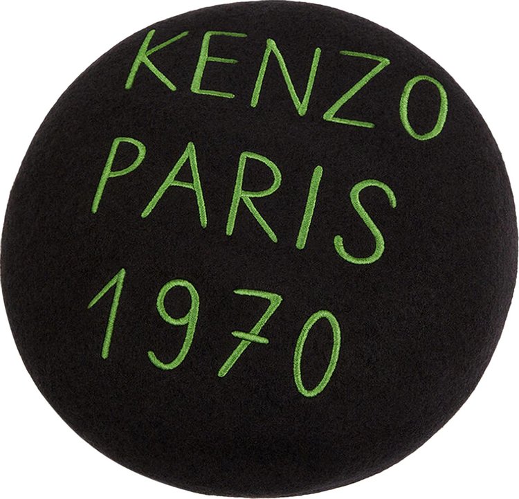 Kenzo Souvenir Woolen Beret In Black