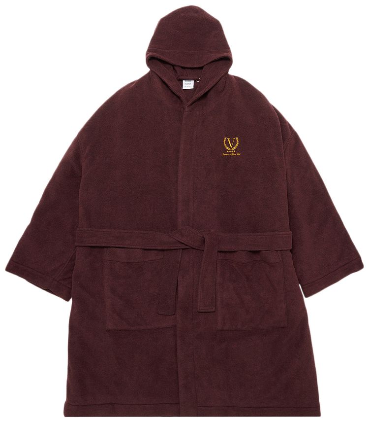 Vetements Quilted Wool Bath Robe In Burgundy